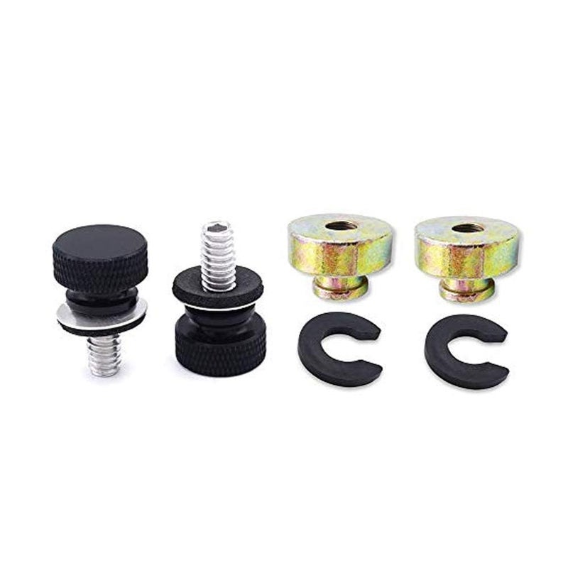 WeiSen 1/4"-20 Fender Rear Seat Bolts,2 PCS Screw and Nut Base Billet Hard Anodized Aluminum Compatible with Harley Touring Dyna Softail Sportster Fatbob Street Glide Road Glide 1986-2024 Black - Image 1